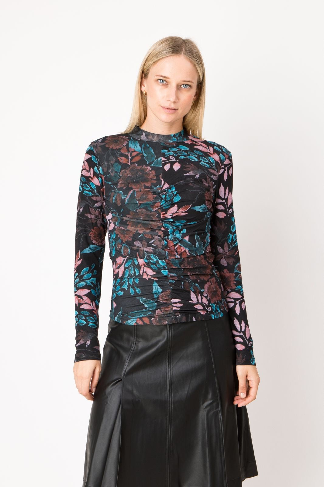 Ruched Floral Print Top