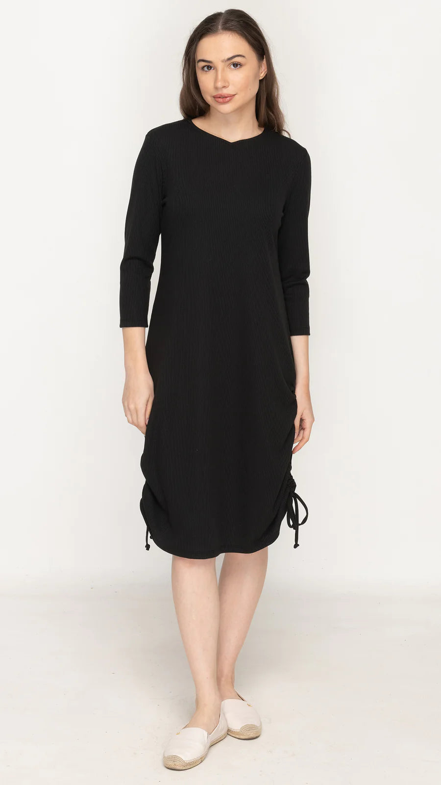 rib ruched dress Women's Shape Black Rib Short Sleeve Ruched Side Bodycon Dress