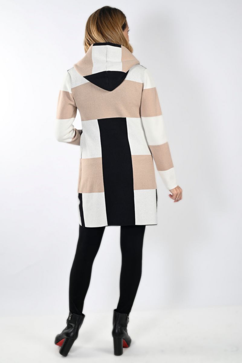 Frank Lyman Black/Beige Knit Cardigan 233858