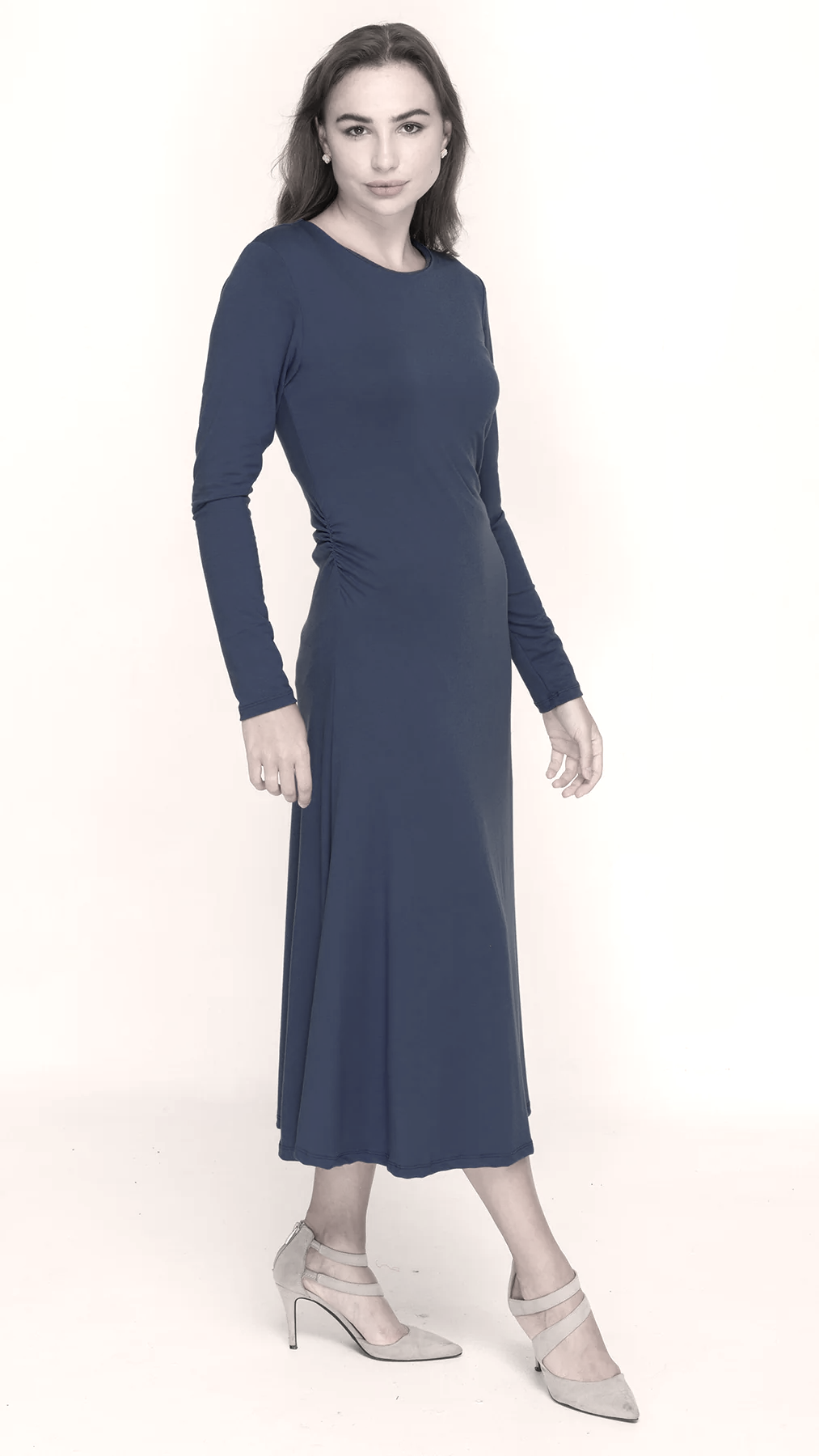 Side Ruched Dress- Bamboo Jersey XS / Black