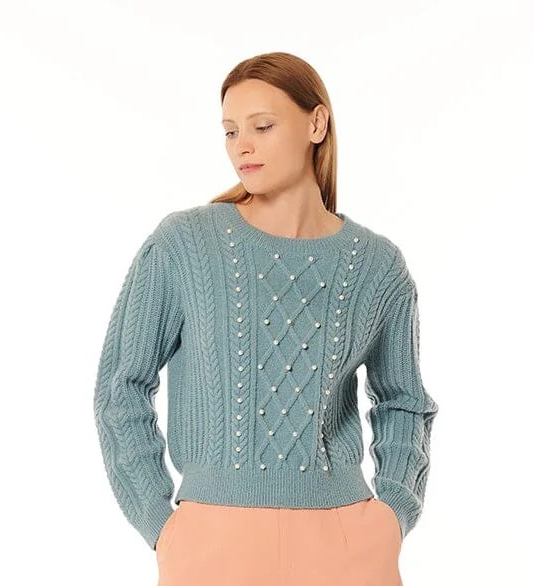 【GENERAL IDEA】Cable Pearl Half Knit Zara CABLE KNIT CROP PEARL SWEATER size S | eBay