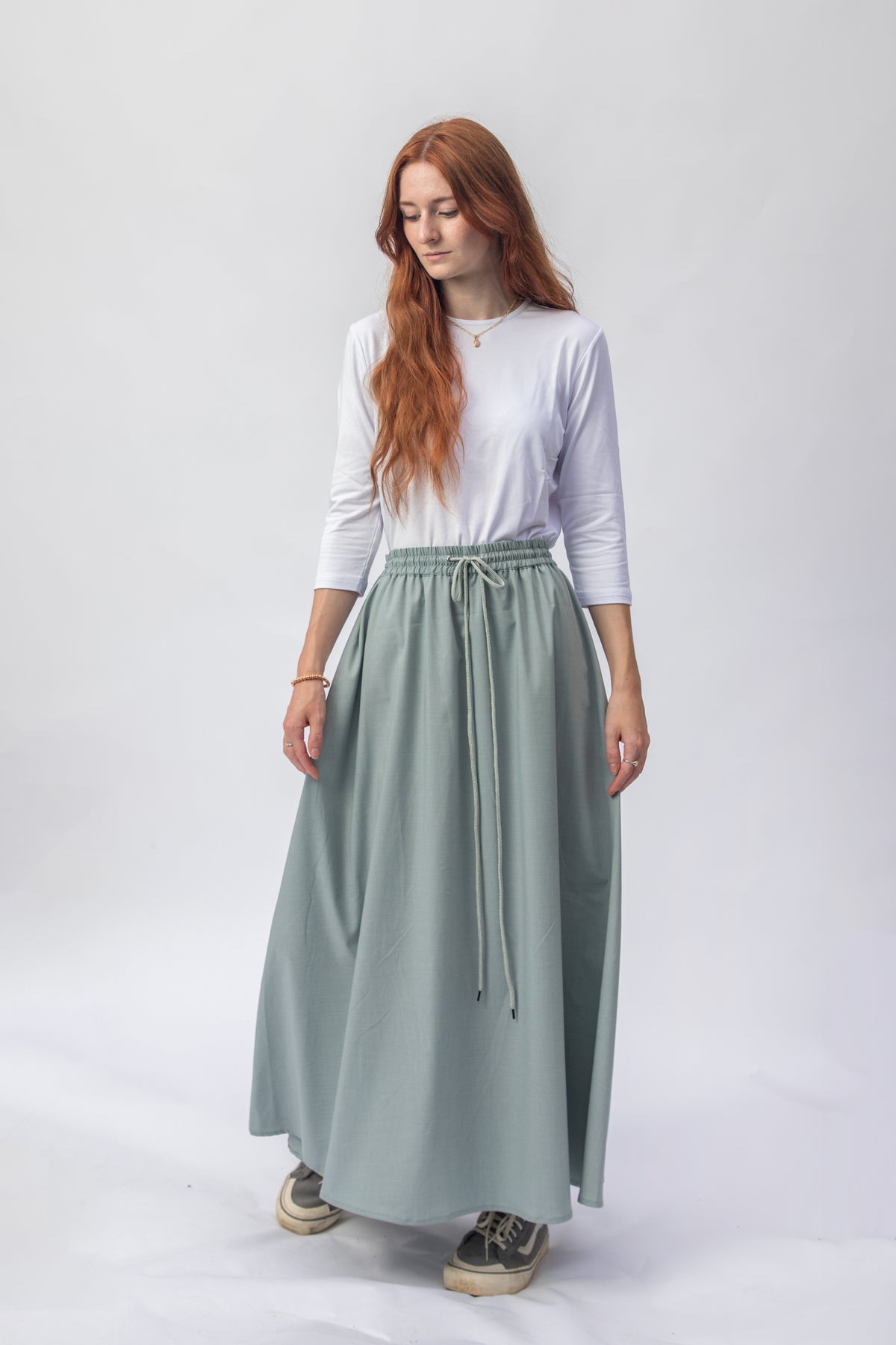 Mint Cotton Drawstring Skirt