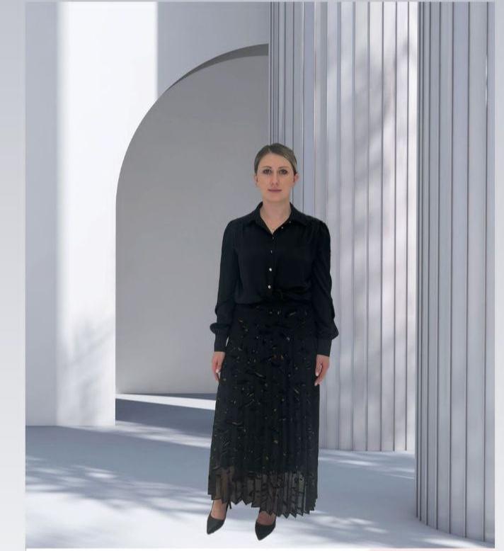 Velvet Trim Pleated Skirt