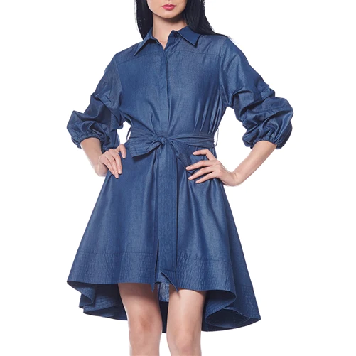 gracia shirt dress Gracia Faux Leather Inset Shirt Dress