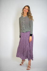 Ribbon-Tie Striped Cardigan