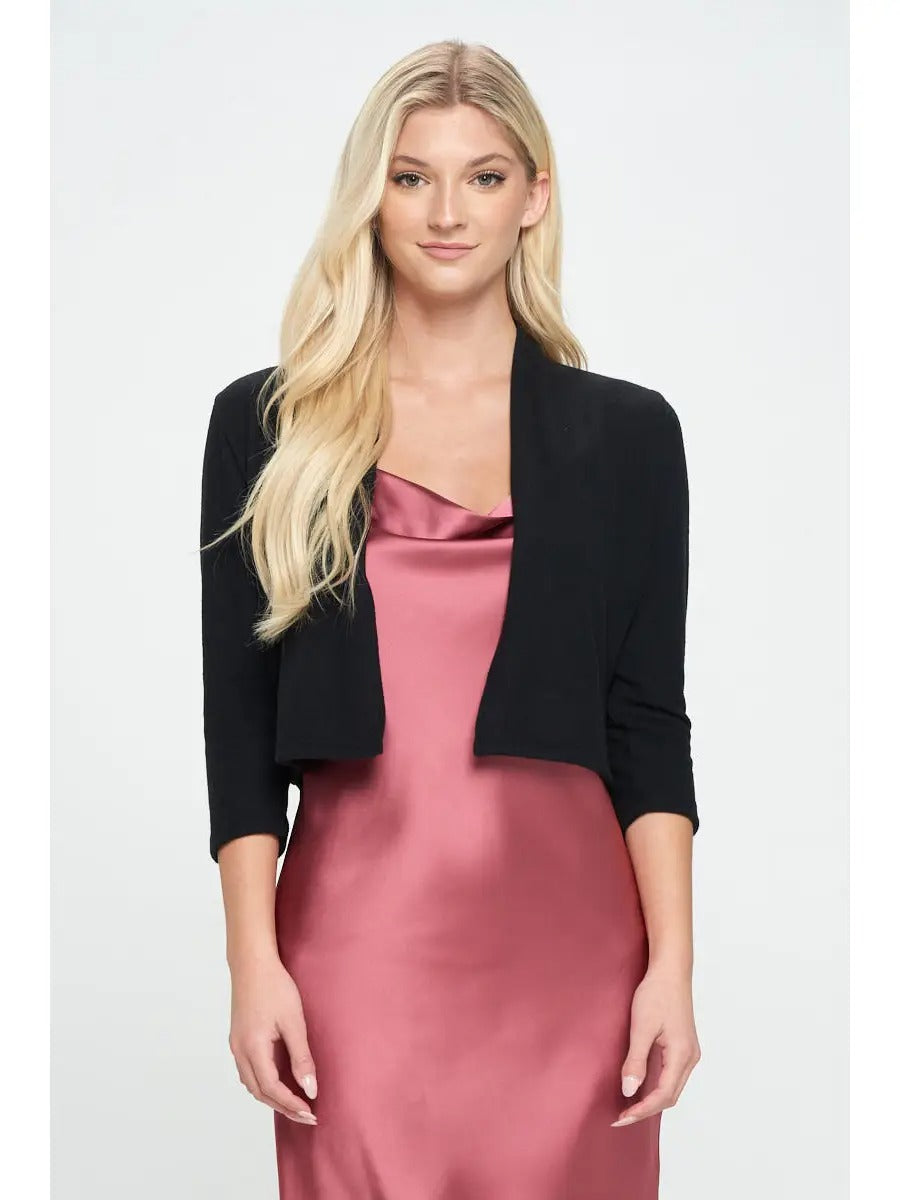Brushed Knit Cashmere Like Bolero Cardigan