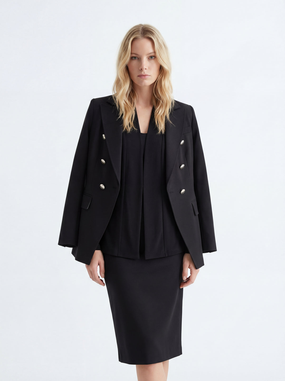 Long Open Front + Mossaic Pencil Skirt + Jacket - 01