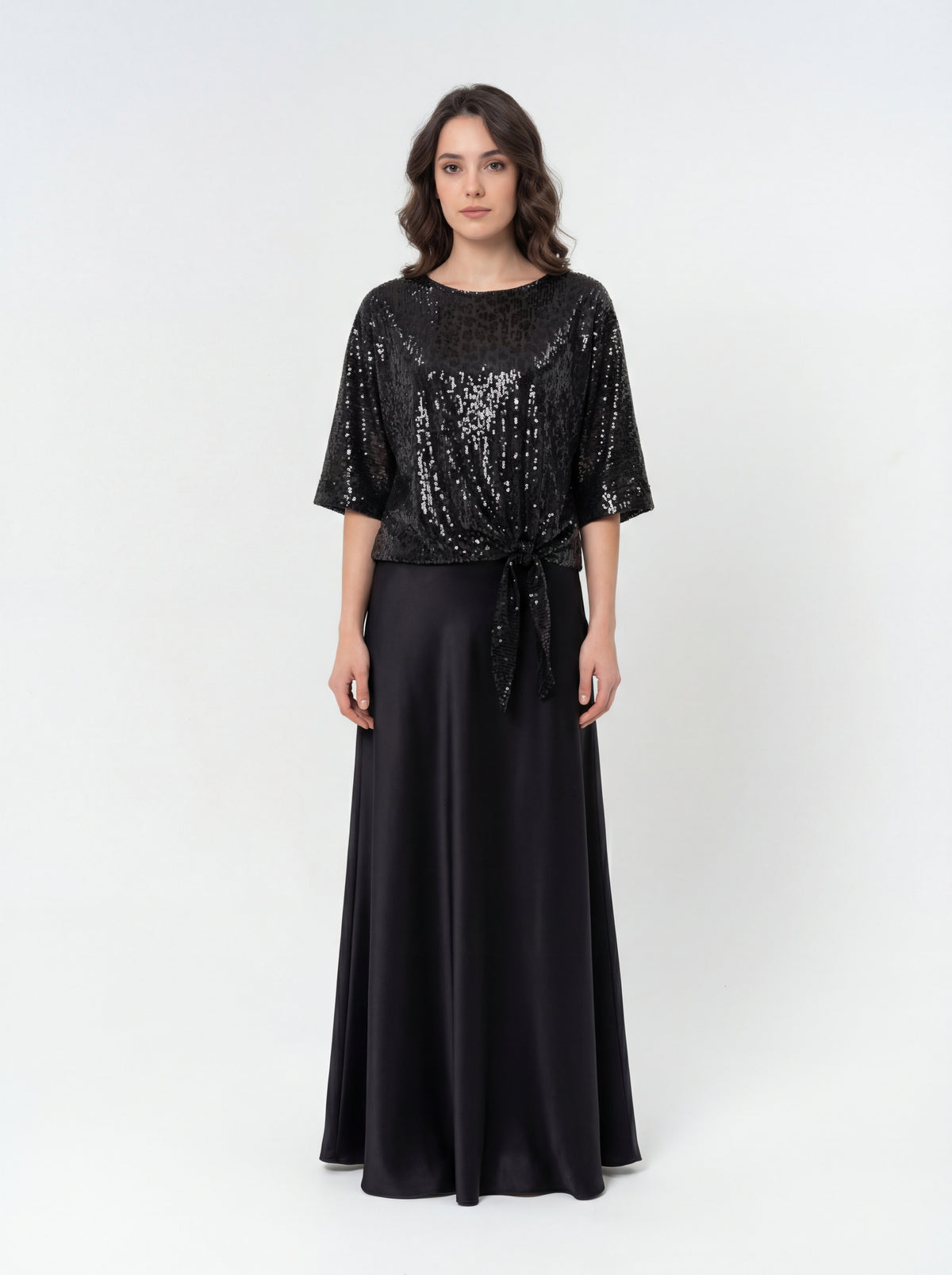 Frank Lyman Black/Gold Kn + Satin Skirt 37