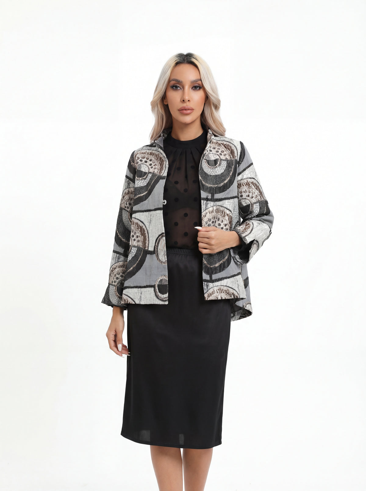 Polka Dot Sheer + Matte Jersey Lined + IC Collection Asymmetric - 12