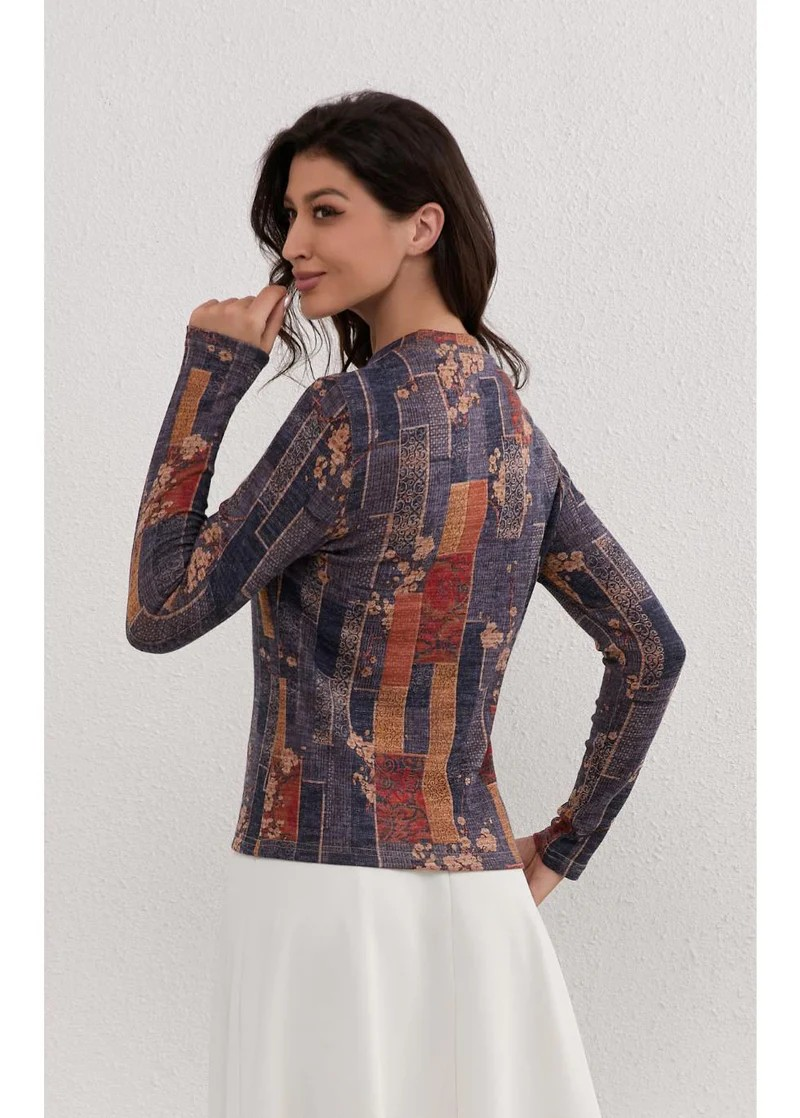 Mosaic Print Stretch Top