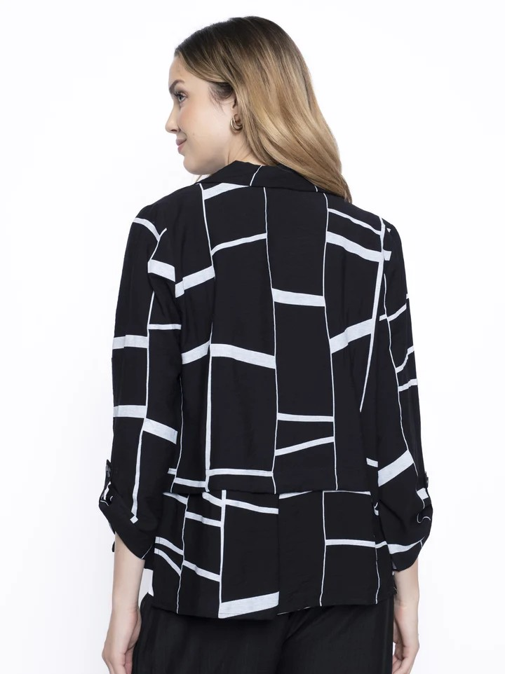 Geometric Print Button-Front Jacket