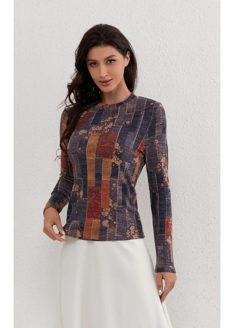 Mosaic Print Stretch Top
