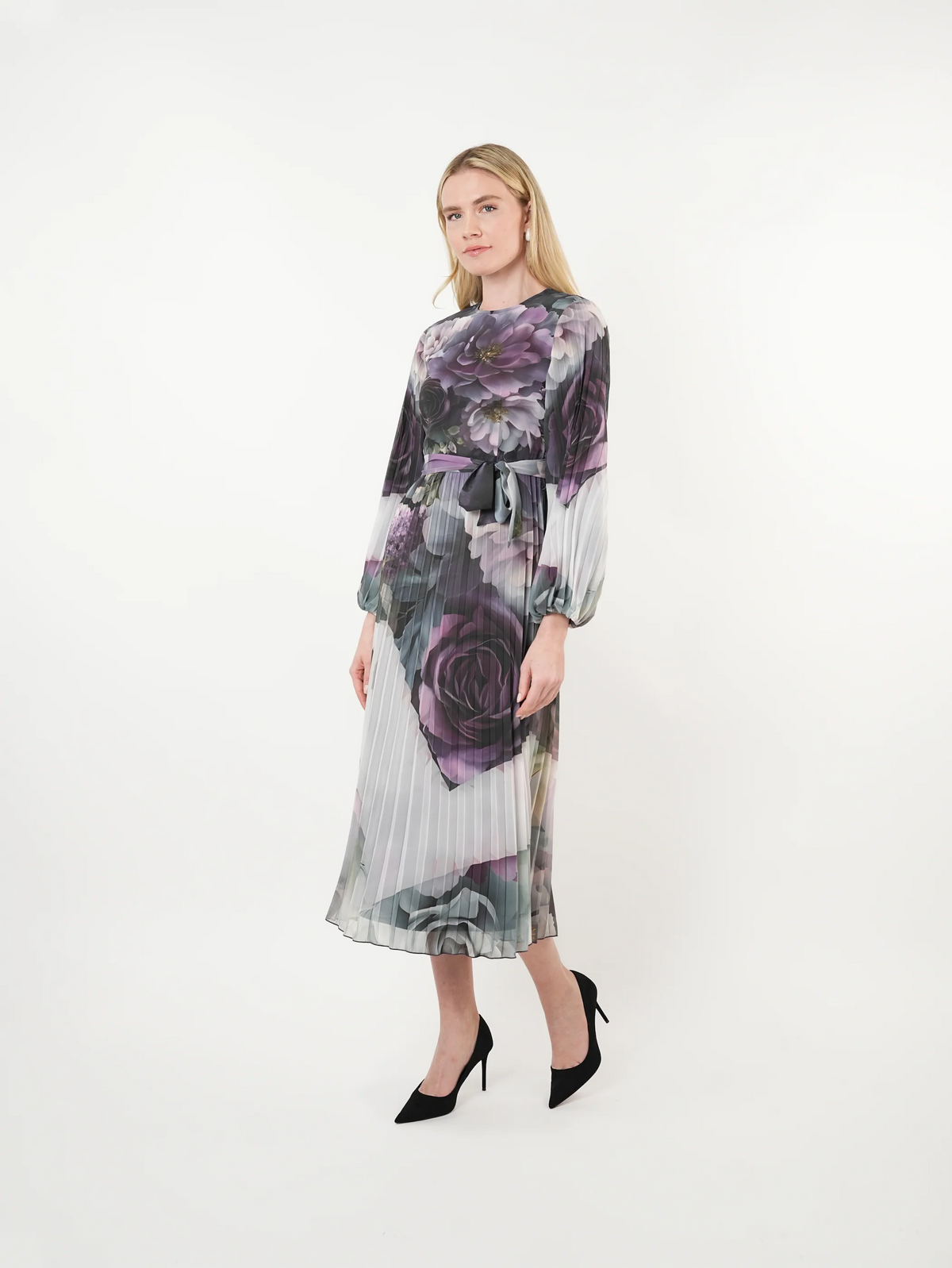 Floral Pleated Midi Dress