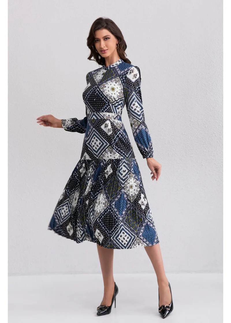 Diamond Print Midi Dress