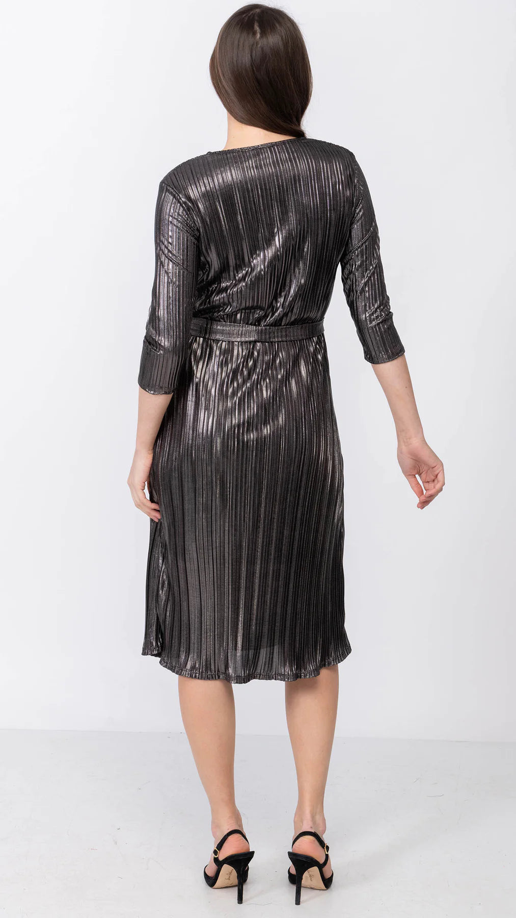 A- Line Dress - Metallic Pleated
