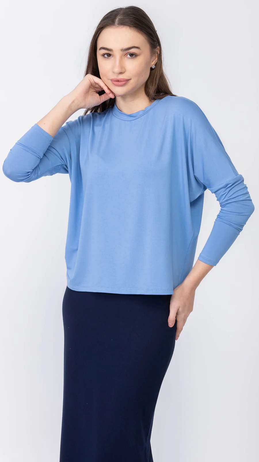 Denim Blue Dolman Sleeve Top