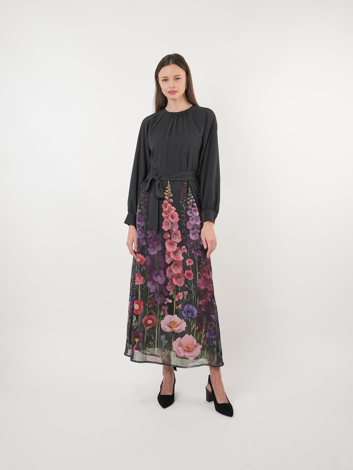 Chiffon Floral Print Maxi Dress