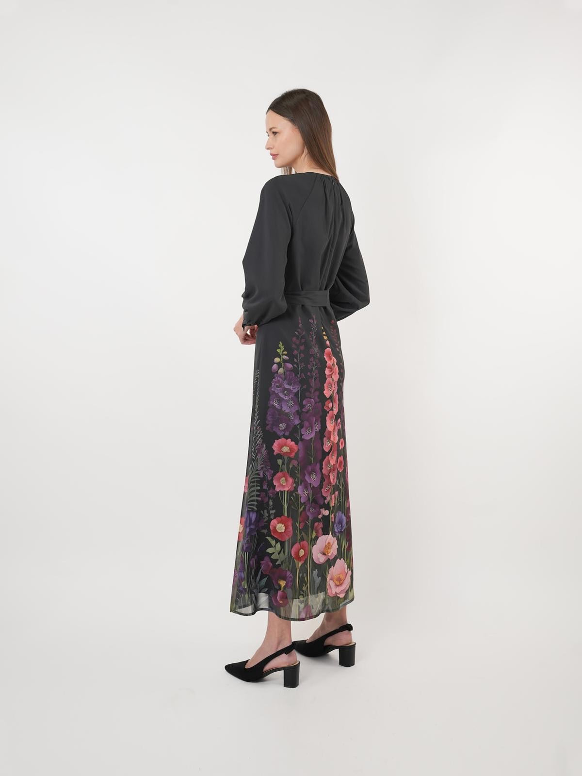 Chiffon Floral Print Maxi Dress