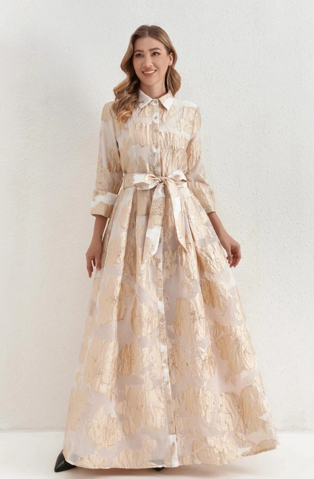 Champaign Petals Maxi Gown Dress