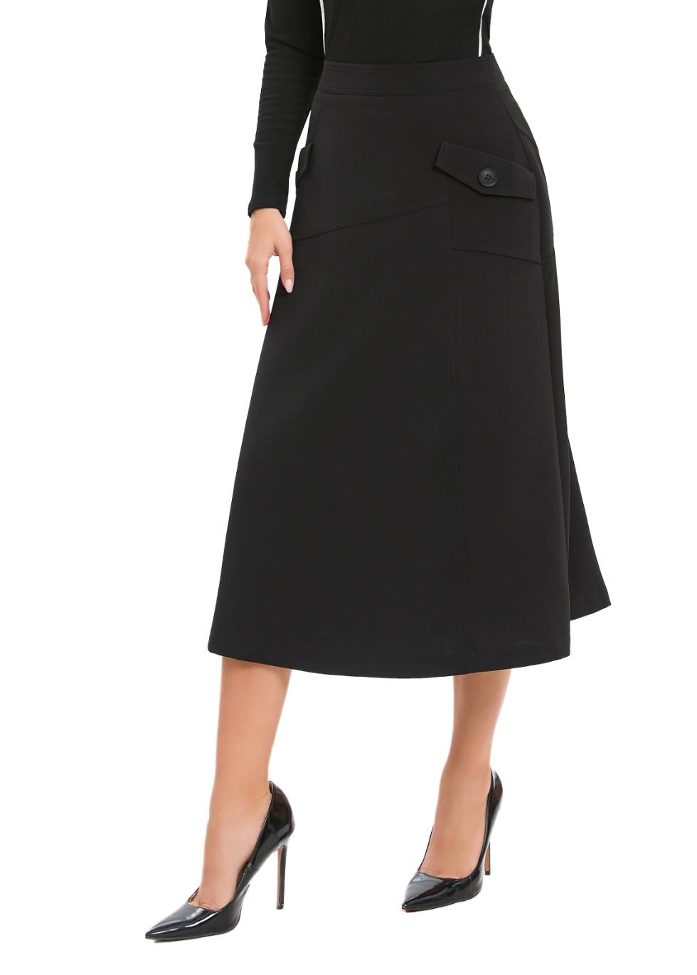 A-Line Midi Skirt With Pockets