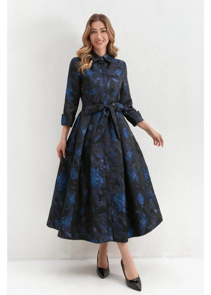 Sapphire Noir Shirt Dress