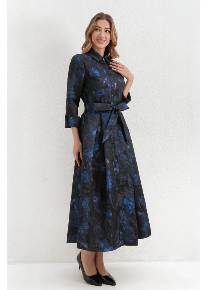 Sapphire Noir Shirt Dress