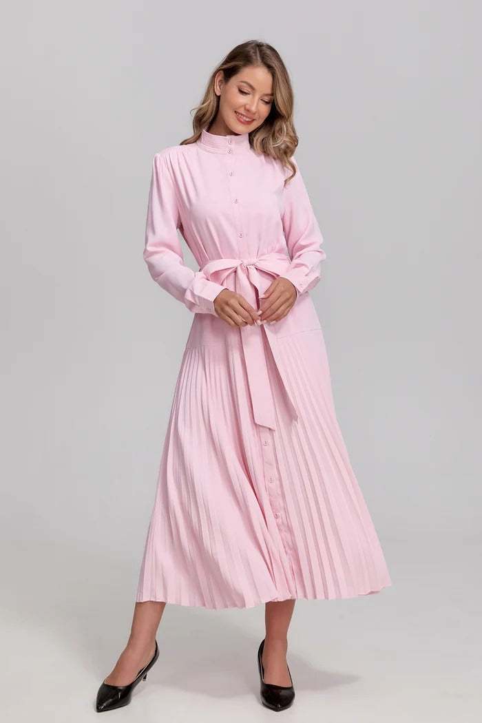Blush Pleated Grace Midi Dress