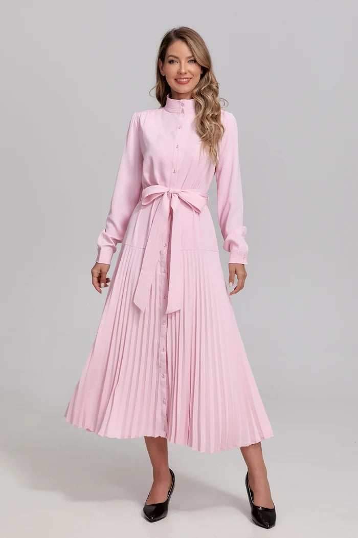 Blush Pleated Grace Midi Dress