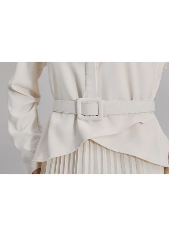 Ivory Paris Pleated Midi Dress