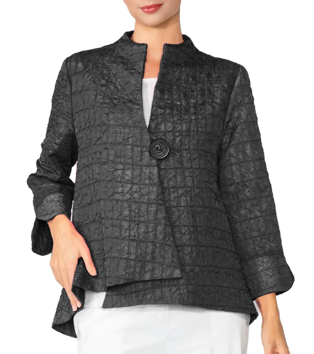 IC COLLECTION CRINKLE JACQUARD ONE-BUTTON JACKET - 6288J