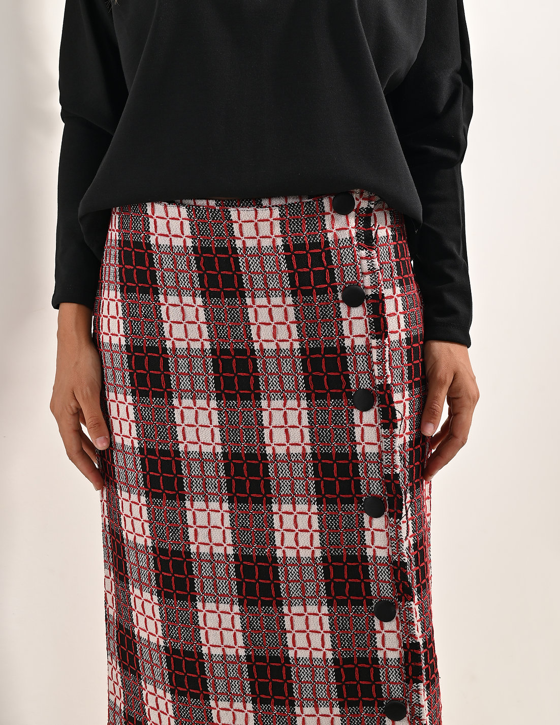 Knee Length Plaid Skirt