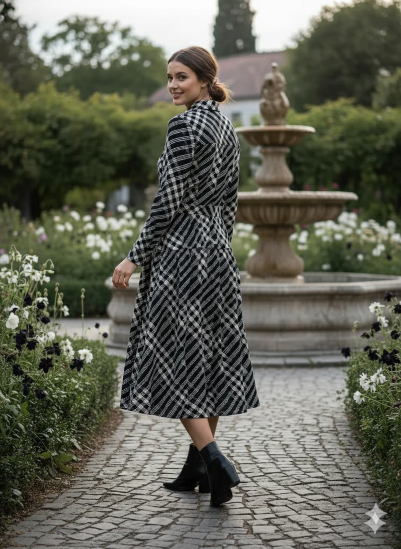 Checkered Shirt Midi Dress