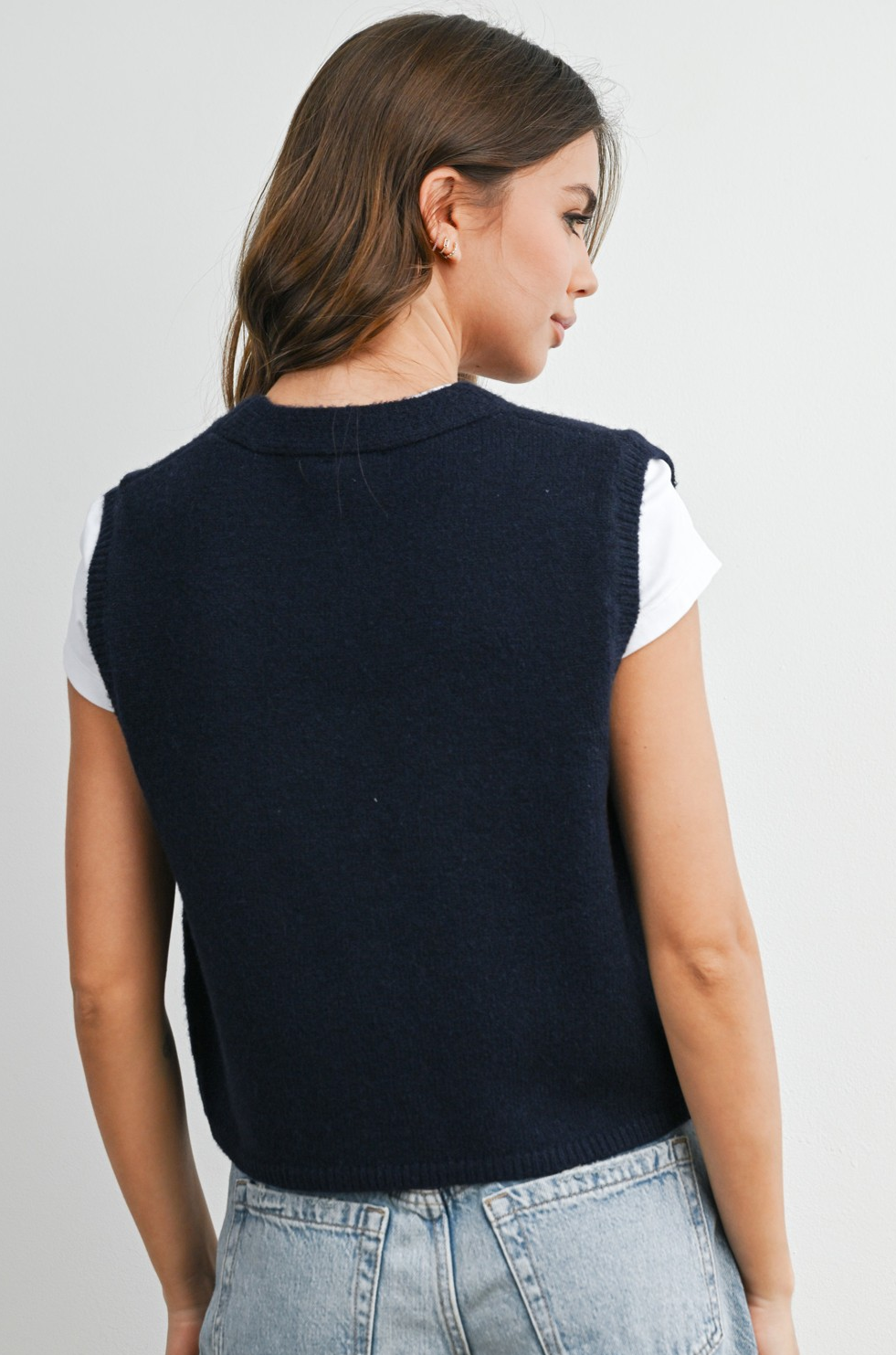 Button-Up Knit Sleeveless Vest