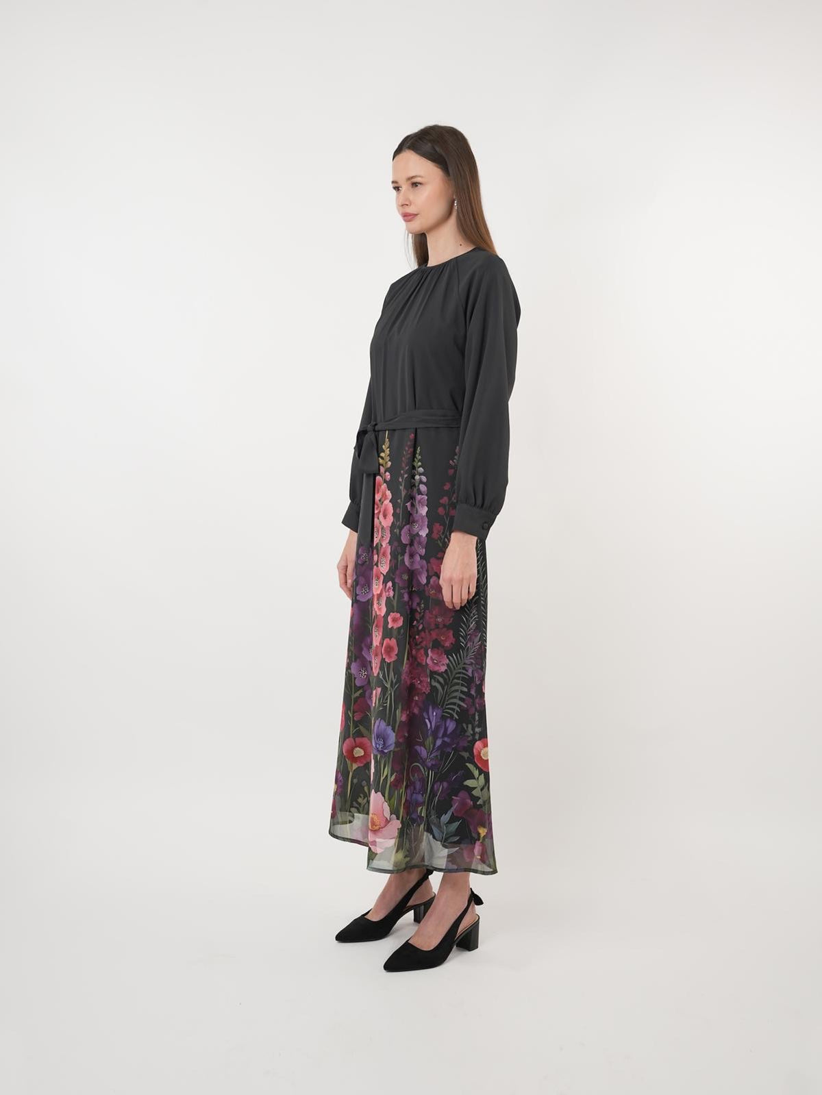 Chiffon Floral Print Maxi Dress