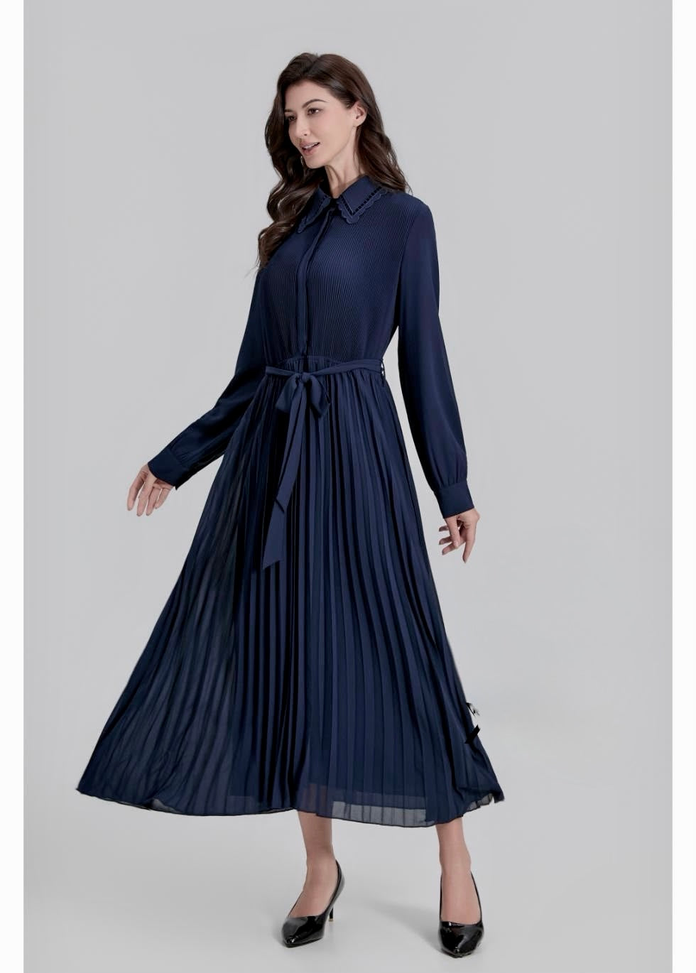 Royal Grace Pleated Midi Dress