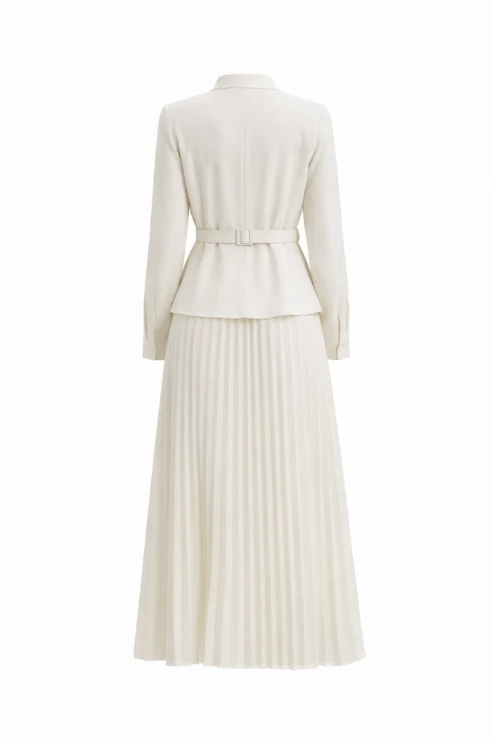 Ivory Paris Pleated Midi Dress