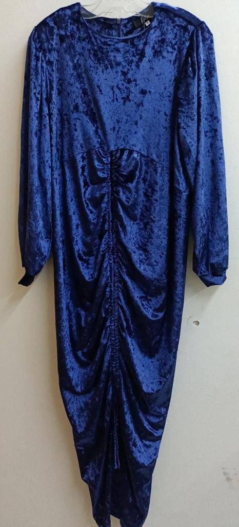 Blue Crushed Velvet Dress