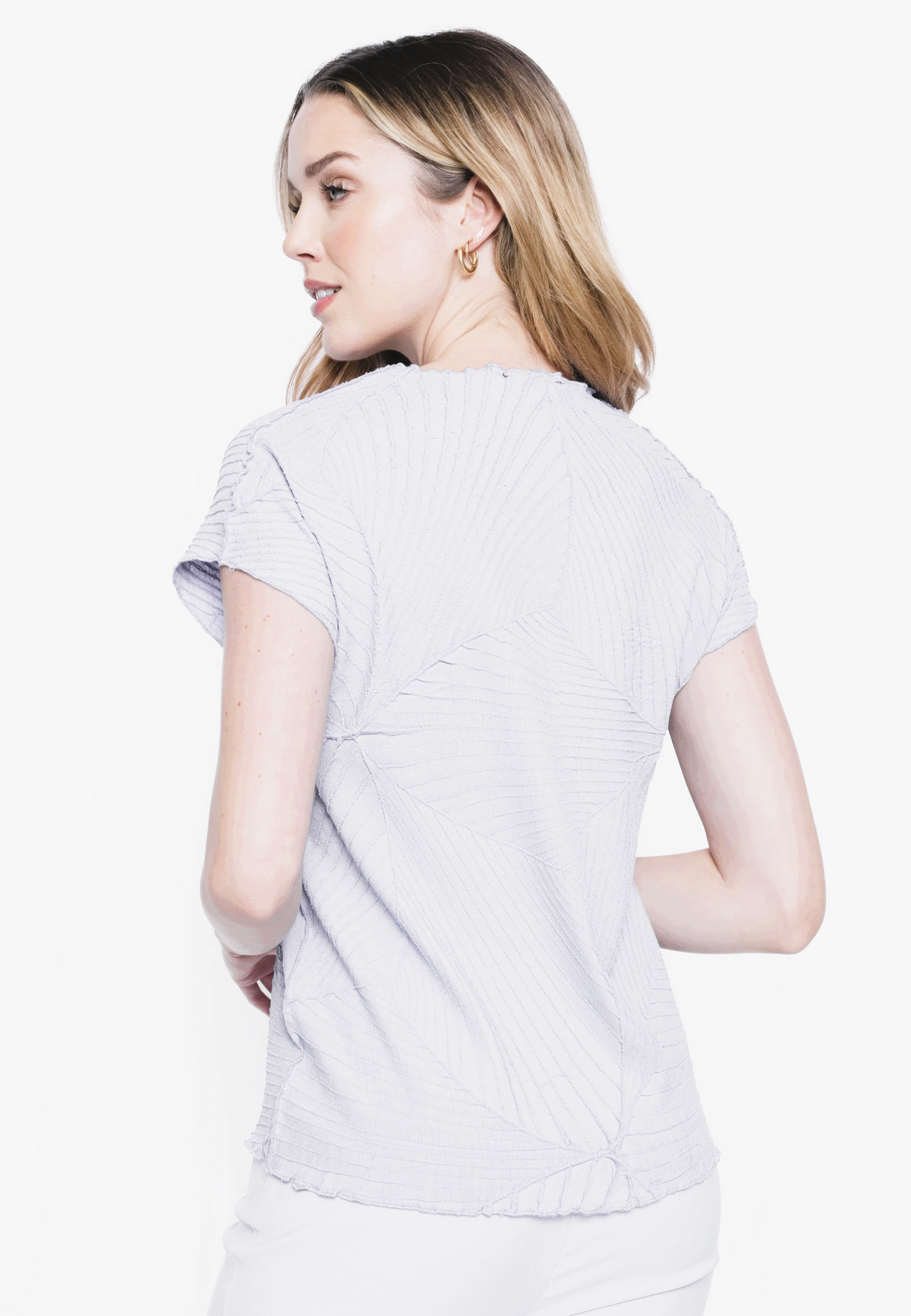 Off White Leaf Pleated Top