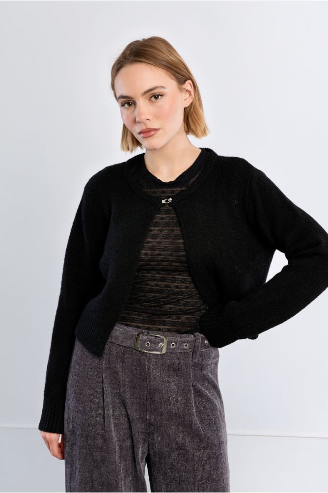Black Open Cardigan