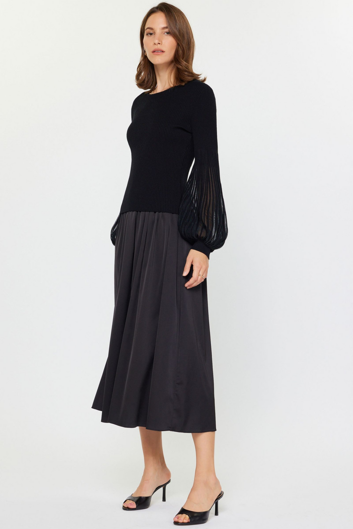 Bubble Sleeve Sweater Dress