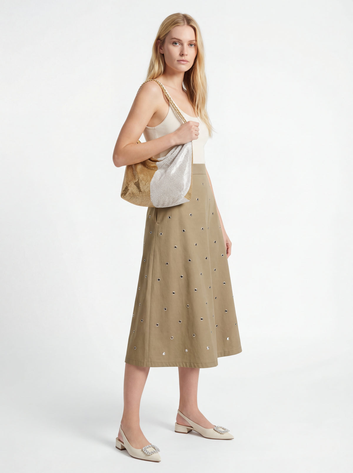 Cream Leather Lavanda + shirt + Skirt + Madison Maison ™ Laura - 07