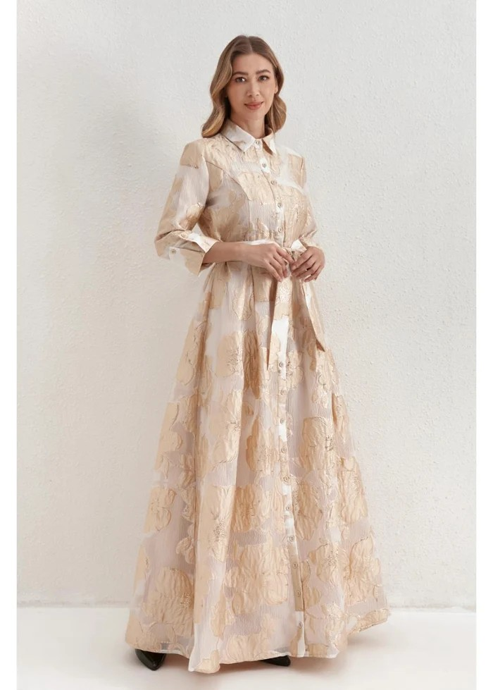 Champaign Petals Maxi Gown Dress