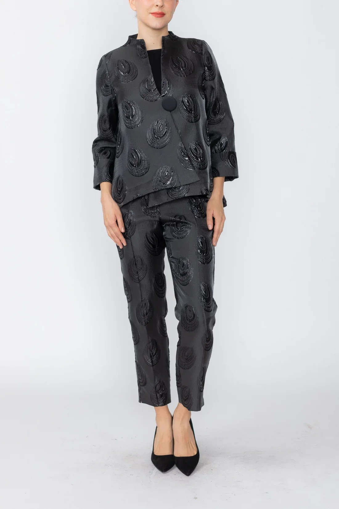 IC COLLECTION Asymmetric One Button Cuffed Jacket - 7749J