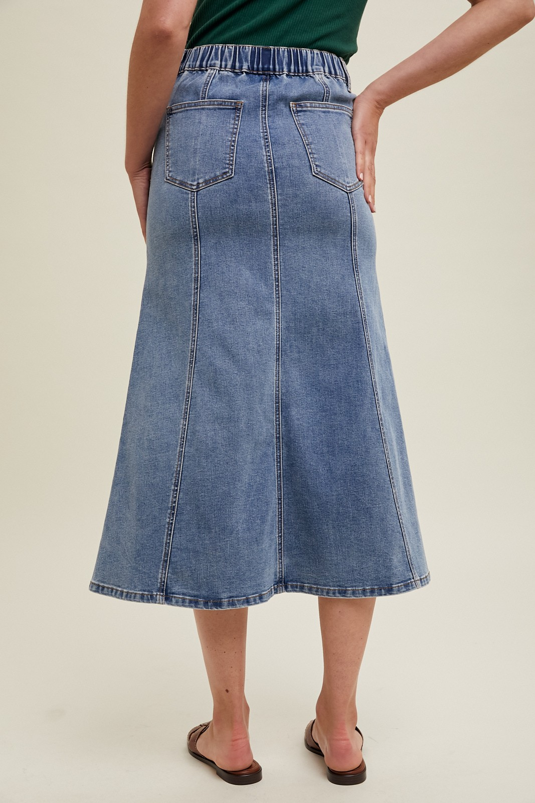 FLARE MIDI DENIM SKIRT