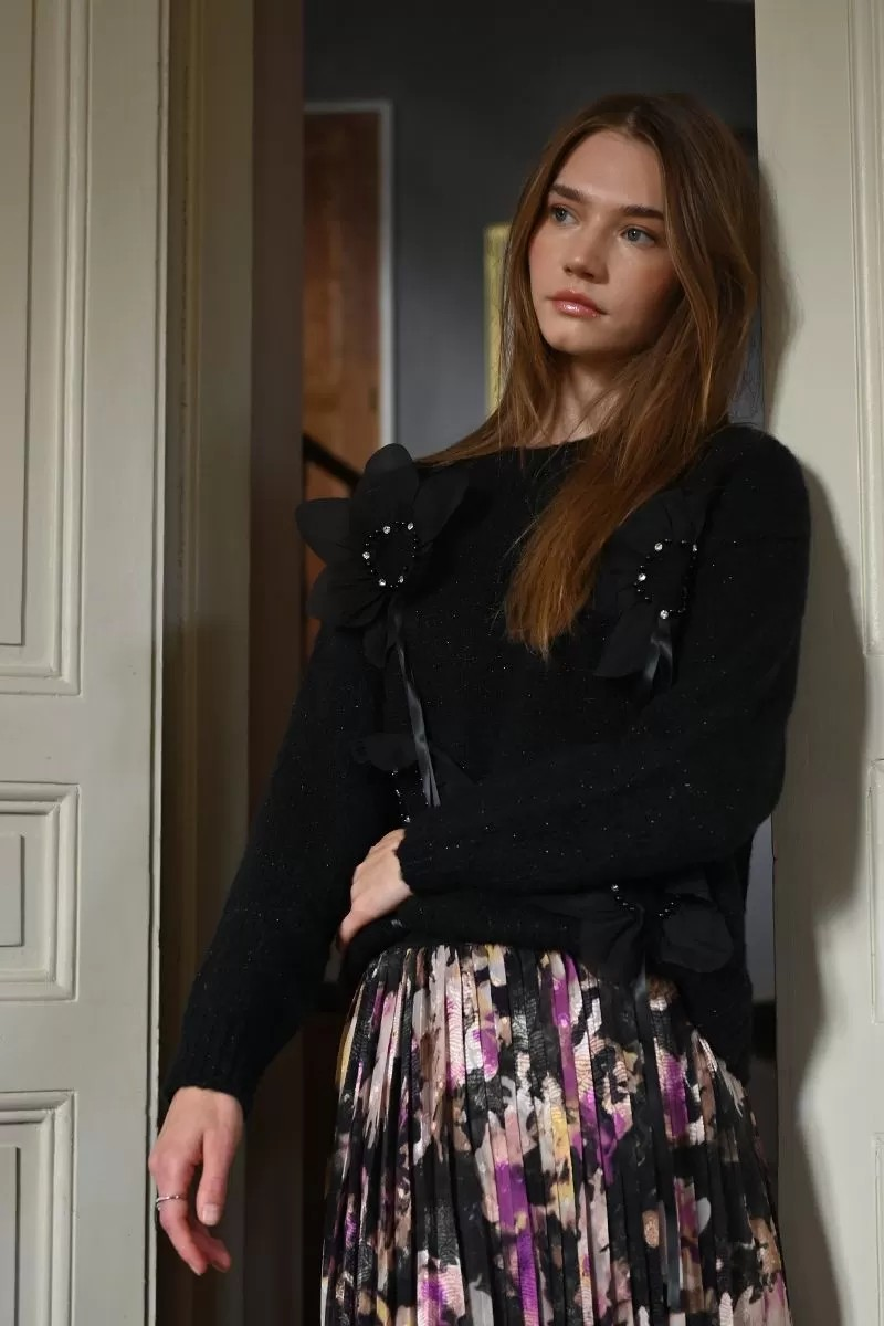 Embossed Flower Sweater