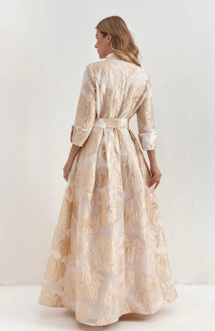 Champaign Petals Maxi Gown Dress