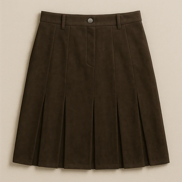 Pleated Suede Skirt