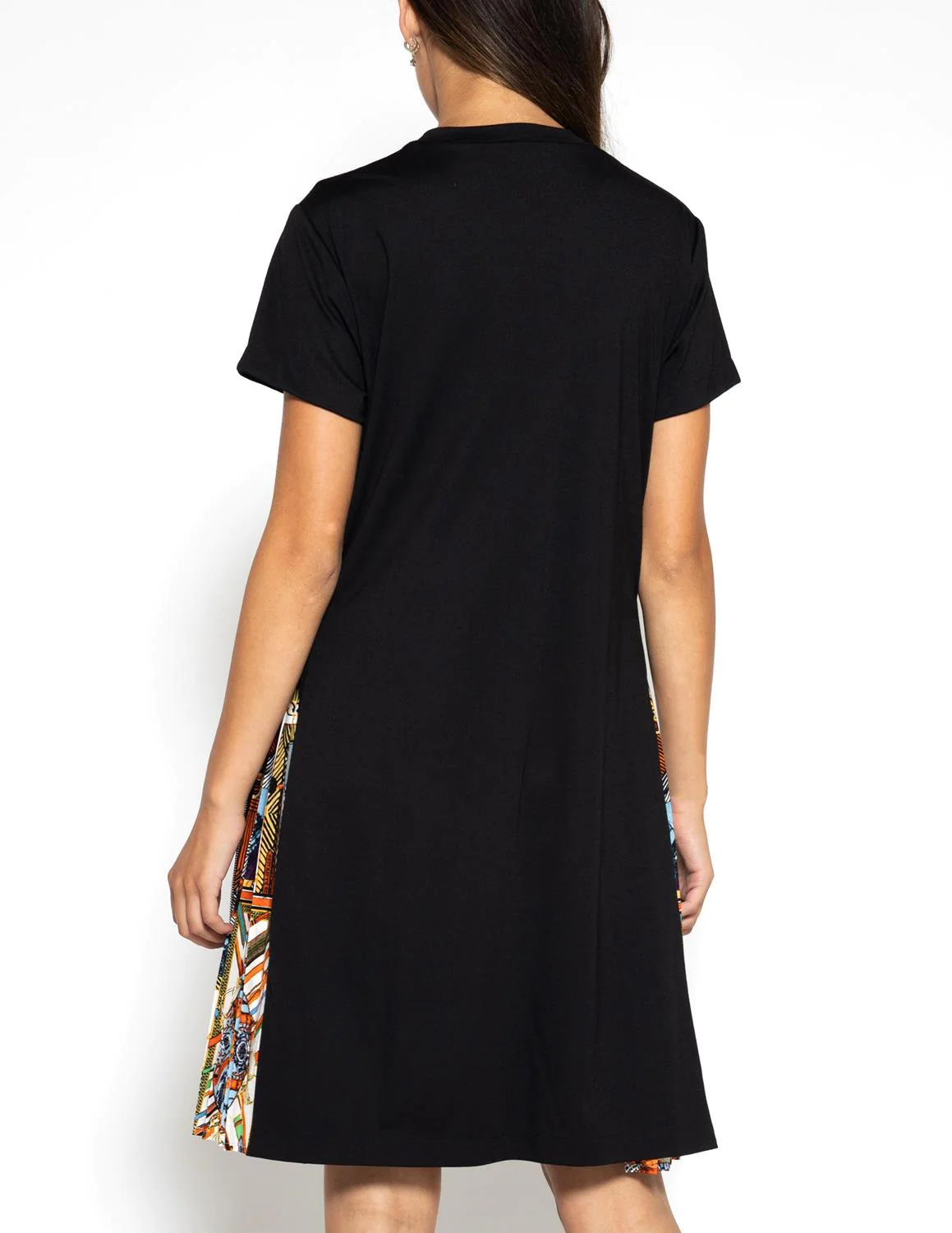 Gracia Short Sleeve Dress With Side Zipper Print Pleats  D30386