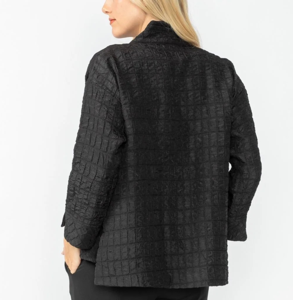 IC Collection Black Drop Sleeve Zip Jacket 6920J