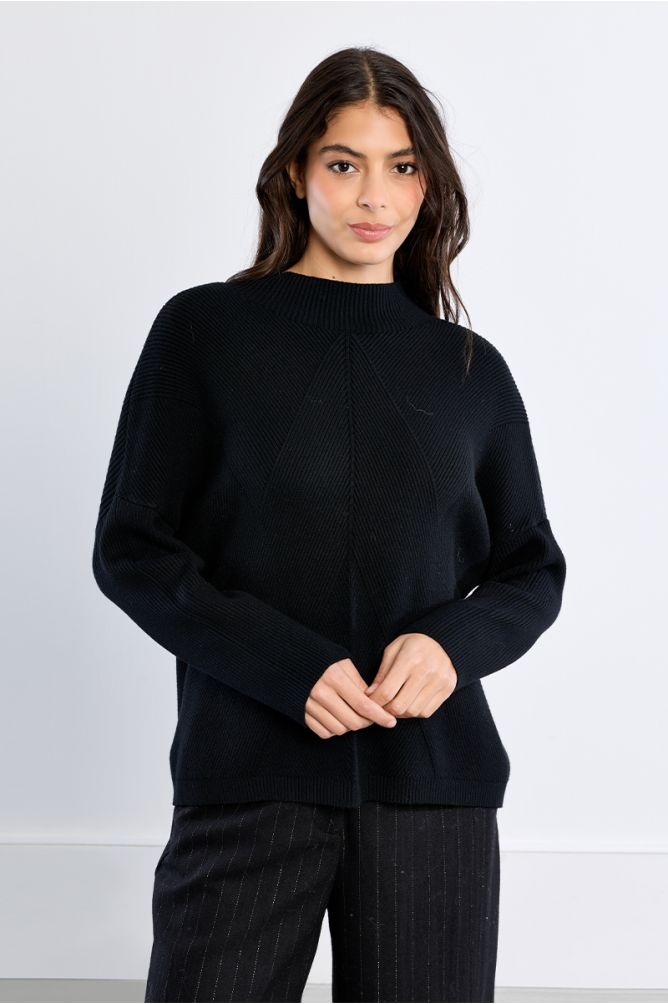 Plain Ribbed Knit Sweater